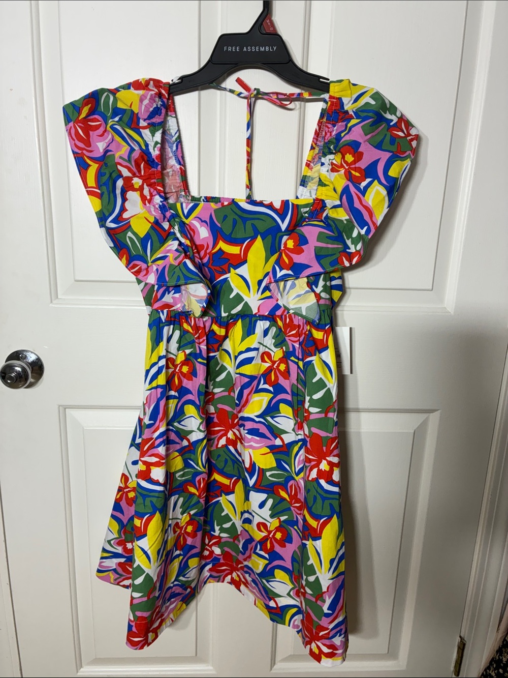 Mix Ruffle Square Neck Mini Dress - Picture 3 of 4